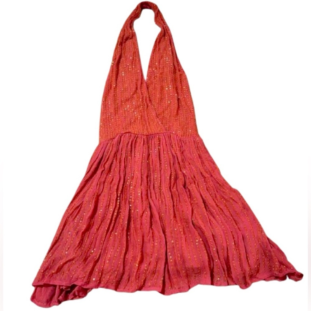 Chelsea & Violet Beaded Halter Mini Dress | Small | Pink